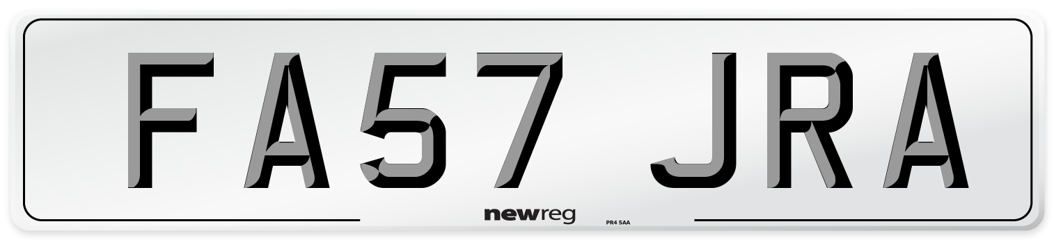 FA57 JRA Number Plate from New Reg